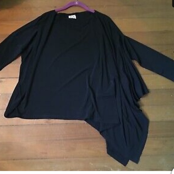 PLANET by Lauren G Black Asymmetric Jersey Tunic - Picture 8 of 14